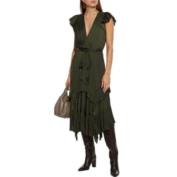 NWT Ulla Johnson Arbella Dress | Forest Green - Picture 4 of 6